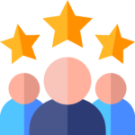 Icône de satisfaction client avec trois étoiles