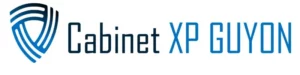 Logo du Cabinet XP Guyon avec une forme stylisée en bleu et un texte moderne.