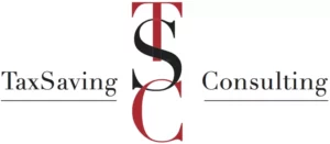 Logo de Tax Saving Consulting avec les lettres T, S et C stylisées.
