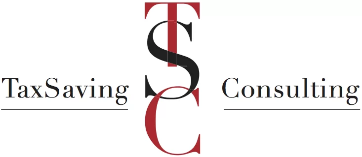 Logo de Tax Saving Consulting avec les lettres T, S et C stylisées.